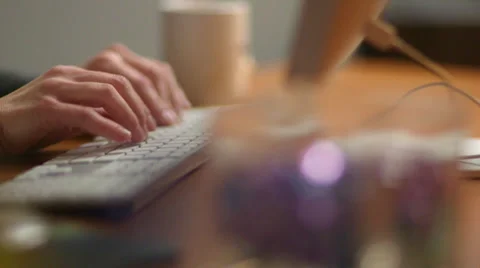 Woman Typing Computer Keyboard 3 Stock Footage 33288047