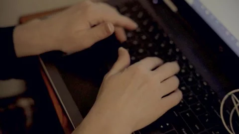 Woman typing on computer Slow Motion Greenpoint Brooklyn NYC 4K Stock Footage 274844462