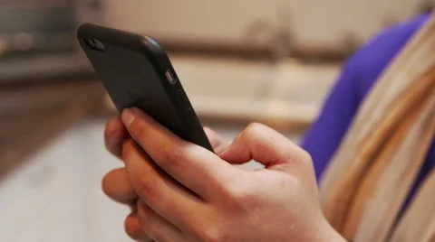 Woman Typing on iPhone 6 Closeup Stock Footage