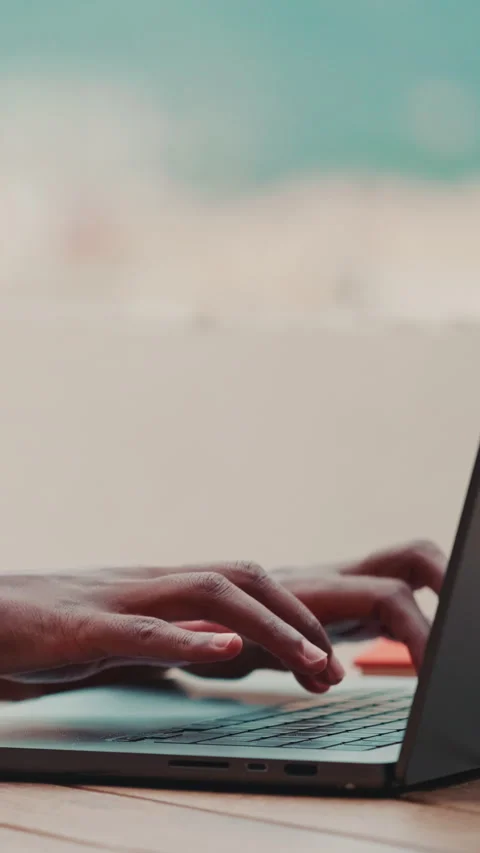 Woman Typing On Laptop For Remote Work Outdoors Stock Footage 327731537