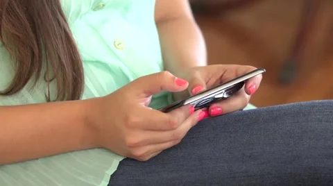 Woman Typing on Mobile Phone Stock Footage 59083991