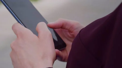 Woman typing online message using mobile phone smartphone. Stock Footage 154141848