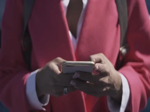 Woman typing text on smartphone using app Stock Footage 80638952