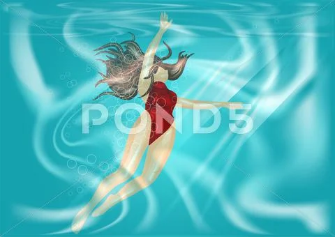 Woman under water Stock Illustration