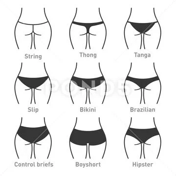 Woman underwear panties types. Vector Stock Illustration