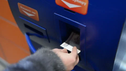Woman Use Automatic Payment Machine Stock Footage 88672290