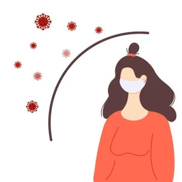 Woman use medical face mask. Coronavirus protection mask. Flu pandemic Stock Illustration
