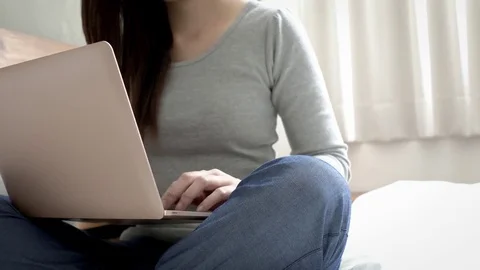Woman use notebook Stock Footage 83245918