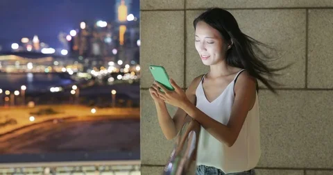 Woman use of smart phone in Hong Kong Stock Footage
