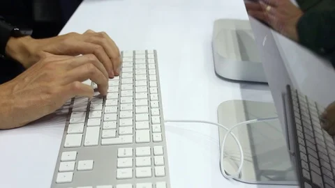 Woman uses a computer Stock Footage 87136097