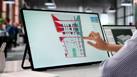 Woman Uses Computer Software To Create 3D Property Maps Stock Footage 333843997