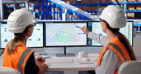 Woman Uses Computer Software To Plan Efficient Delivery Routes Daily Stock Photos