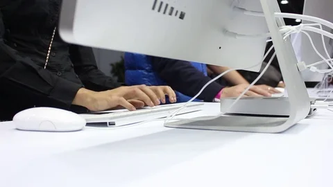 Woman uses a cutting edge computer Stock Footage 72821786