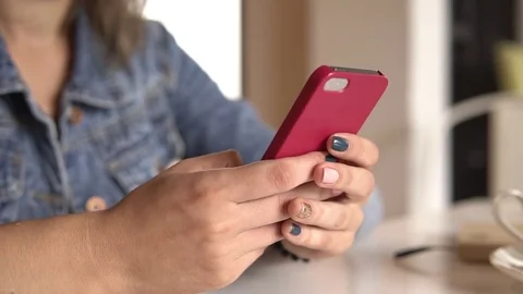 Woman using app on smartphone. Stock Footage 84334652