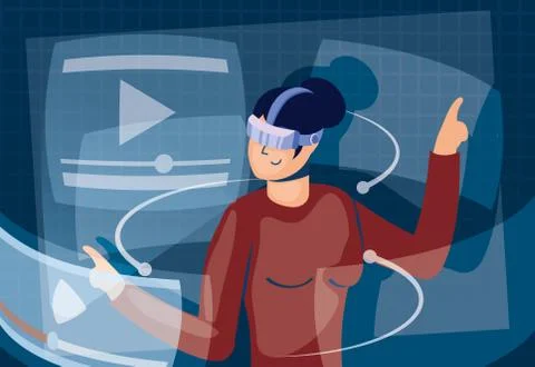 Woman using augmented reality technology Stockillustratie