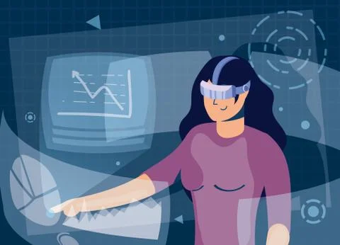Woman using augmented reality technology Stock Illustration
