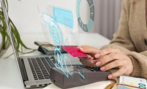 Woman using chatbot in computer and tablet smart intelligence Ai. Chat GPT Chat Foto stock