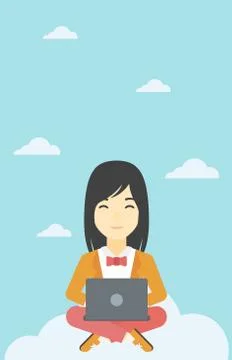 Woman using cloud computing technology イラスト素材