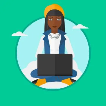 Woman using cloud computing technology Stock Illustration