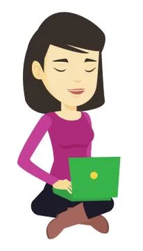 Woman using cloud computing technology Stock Illustration