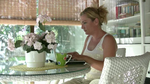 Woman using computer Stock Footage 32346138