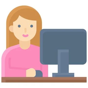 Woman using computer icon, An avatar that is related to education Stock Illustration