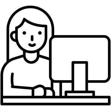 Woman using computer icon, An avatar that is related to education Illustrazione stock