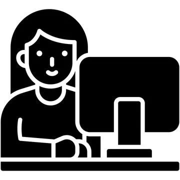 Woman using computer icon, An avatar that is related to education Stock Illustration
