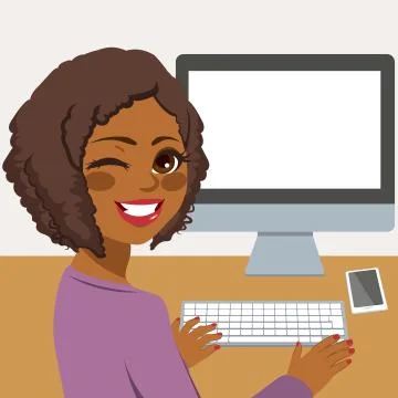 Woman Using Computer Stock Illustration