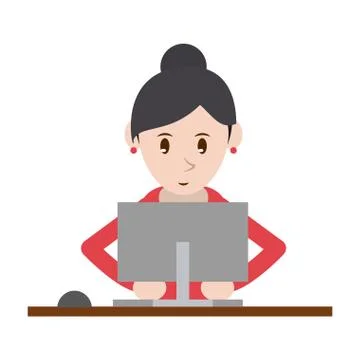 Woman using computer Stock Illustration