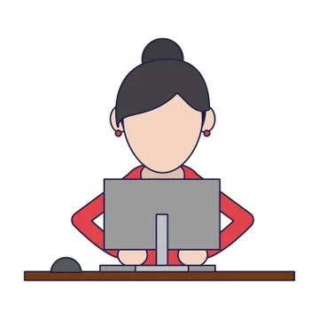 Woman using computer Stock Illustration