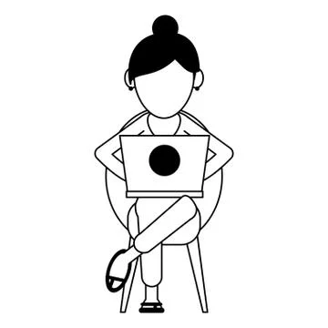 Woman using computer Stock Illustration