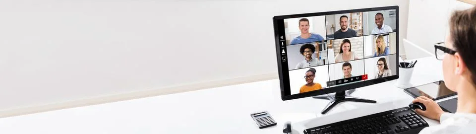 Woman Using The Computer With Invoice Form On Screen Stock Photos