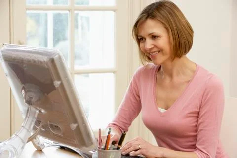 Woman Using Computer Stock Photos