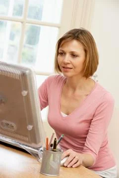 Woman Using Computer Stock Photos