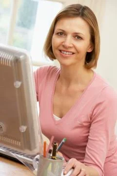 Woman Using Computer Stock Photos