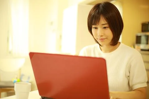 Woman using a computer Stock Photos