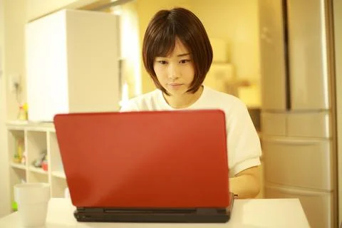 Woman using a computer Stock Photos