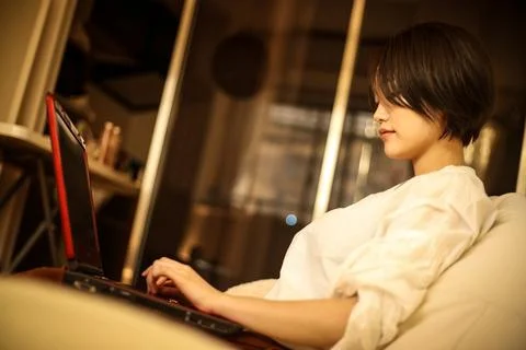 Woman using a computer Stock Photos