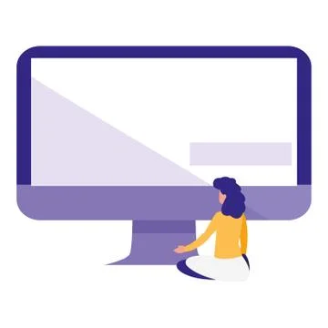 Woman using desktop computer Stockillustratie