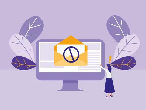 Woman using desktop computer Illustrazione stock