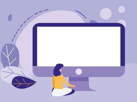 Woman using desktop computer Stock Illustration