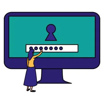 Woman using desktop computer Stockillustratie