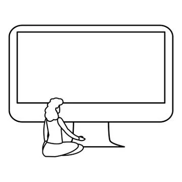 Woman using desktop computer Stockillustratie