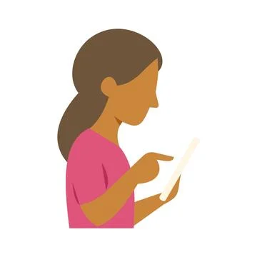 Woman using digital tablet for communication and learning 스톡 일러스트