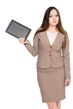 Woman using digital tablet computer PC Stock-Fotos