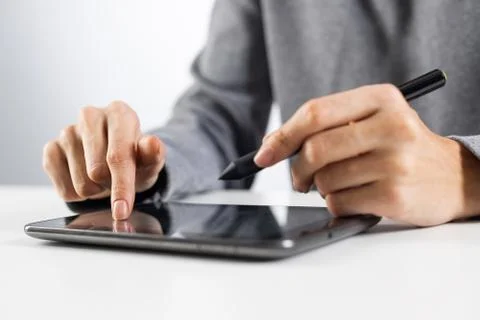 Woman using digital tablet computer Stock Photos