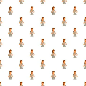 Woman using digital tablet seamless pattern background illustration Stock Illustration