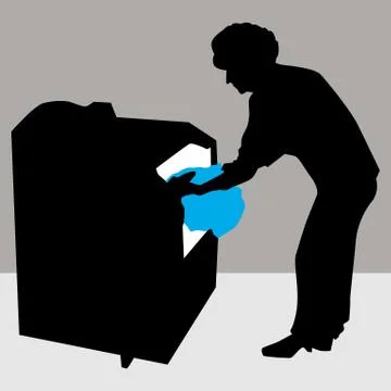 Woman using dryer machine Stock Illustration