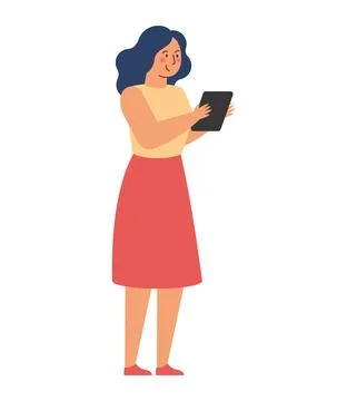 Woman using ebook イラスト素材